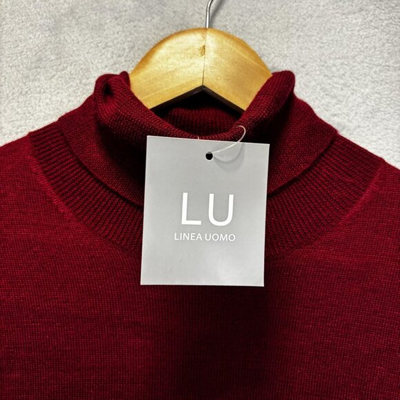 NWT Linea Uomo Wool Blend Turtleneck Sweater Mens Medium Red Skicore Minimalist - Picture 3 of 14